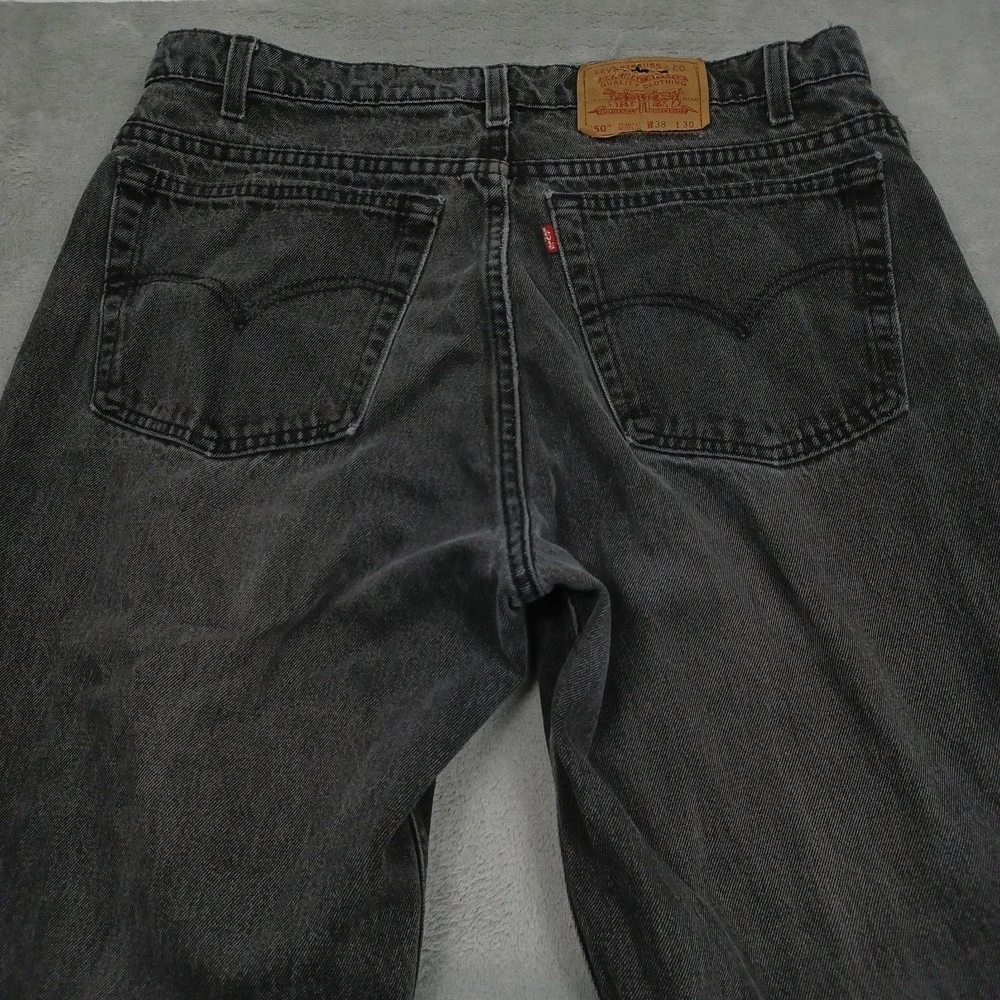 Levis 550 Jeans Mens 34x30 Black Denim Distressed Relaxed Fit Tapered Pockets